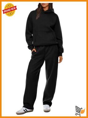 Oversized Hoodie and Wide Leg Sweatpants Set with Pockets